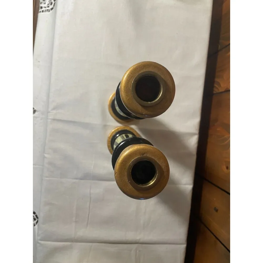 Pair of hand-painted wooden candlesticks